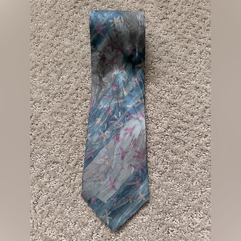 Vintage Pierre Balmain 100% Italian Silk Abstract Print X-Long Tie